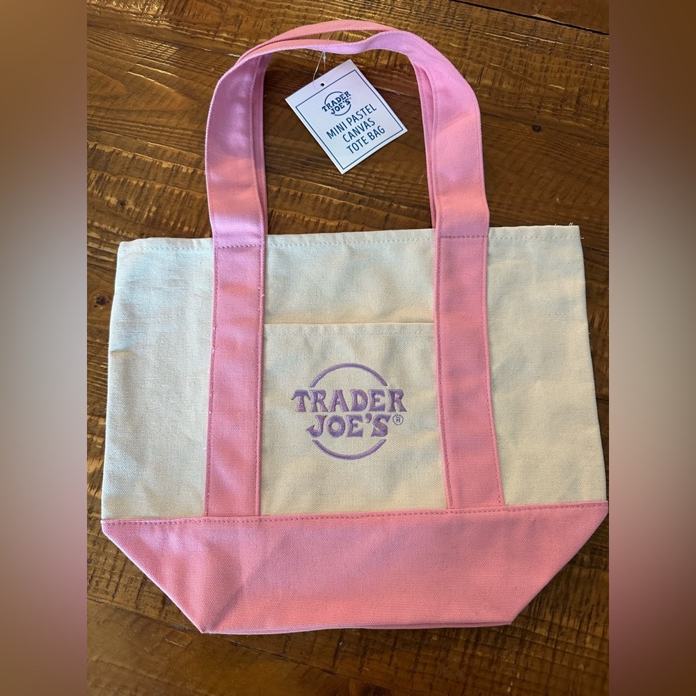 Trader Joe’s Mini Pastel Canvas Tote Bag NWT